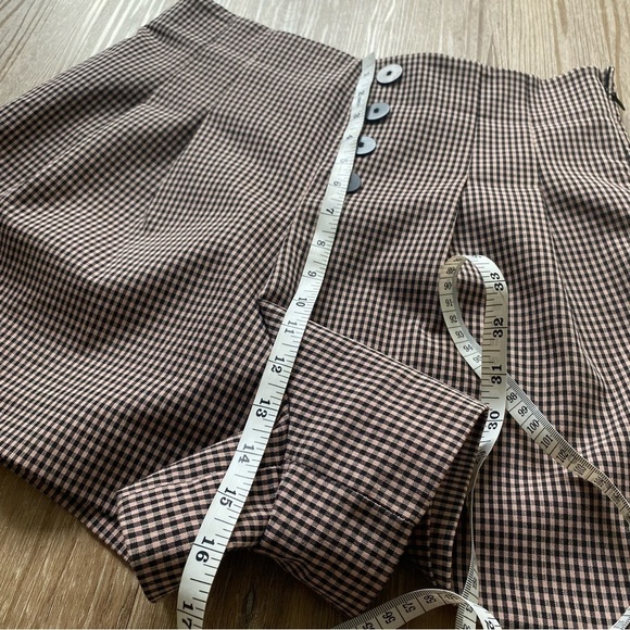 Zara Plaid High Waist Cotton Blend Pleated Shorts Side Zipper Size Medium - Picture 7 of 11